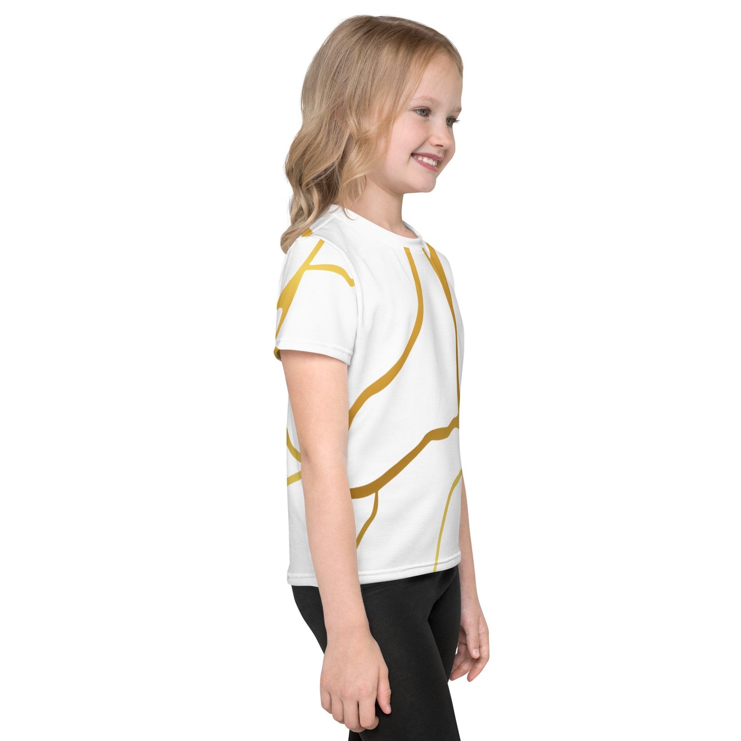 T-shirt col ras du cou enfant unisexe Prestige™ Blanc et Or Filament - Prestige SXM