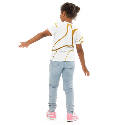 T-shirt col ras du cou enfant unisexe Prestige™ Blanc et Or Filament - Prestige SXM