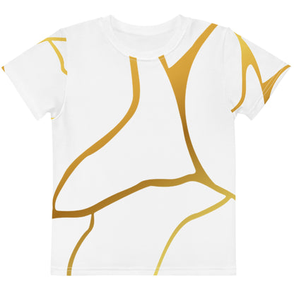 T-shirt col ras du cou enfant unisexe Prestige™ Blanc et Or Filament - Prestige SXM