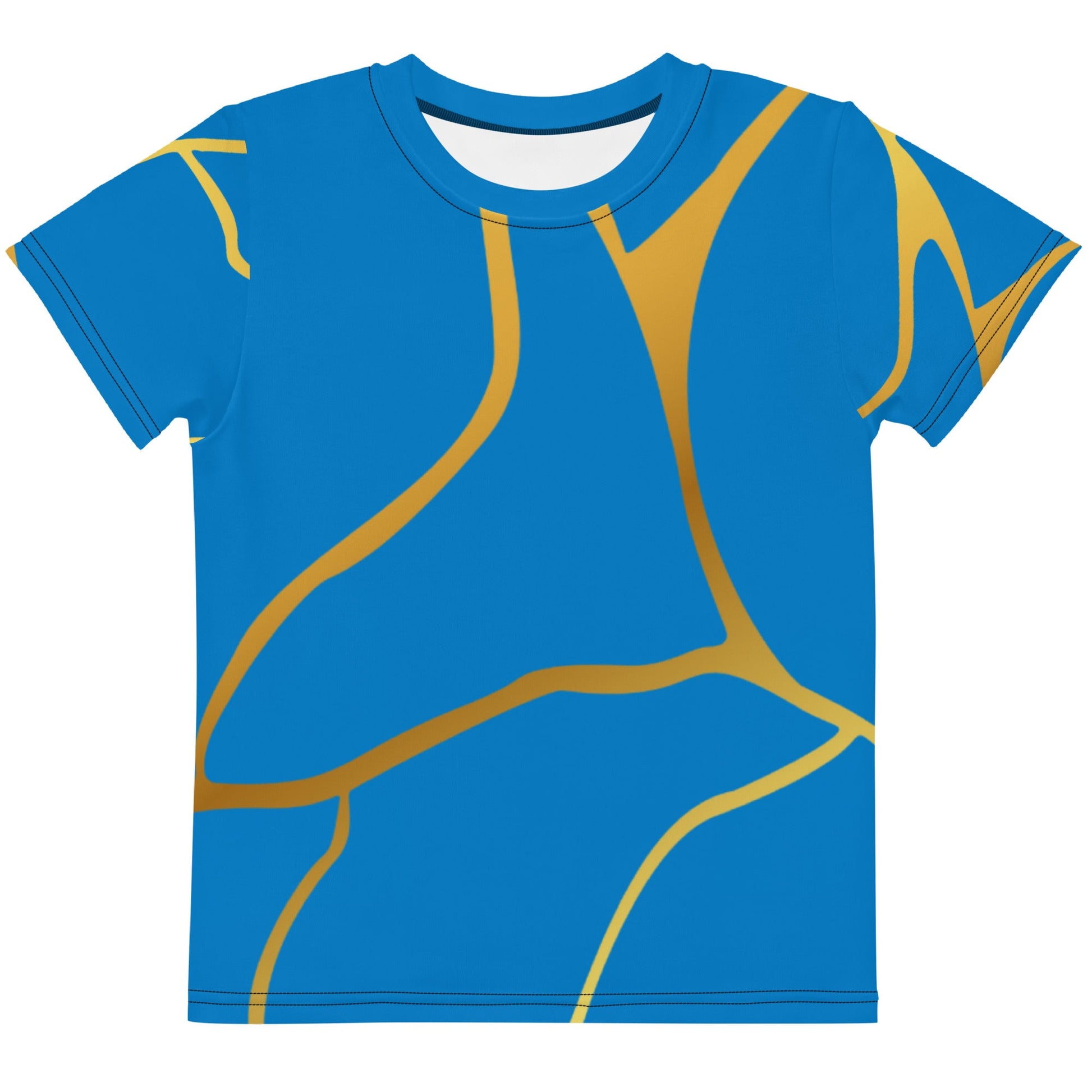 T-shirt col ras du cou enfant unisexe Prestige™ Bleu Royal et Or Filament - Prestige SXM