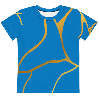 T-shirt col ras du cou enfant unisexe Prestige™ Bleu Royal et Or Filament - Prestige SXM