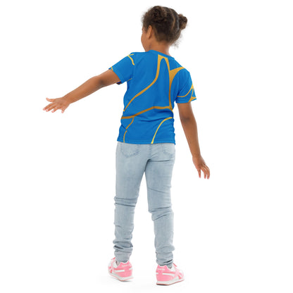 T-shirt col ras du cou enfant unisexe Prestige™ Bleu Royal et Or Filament - Prestige SXM