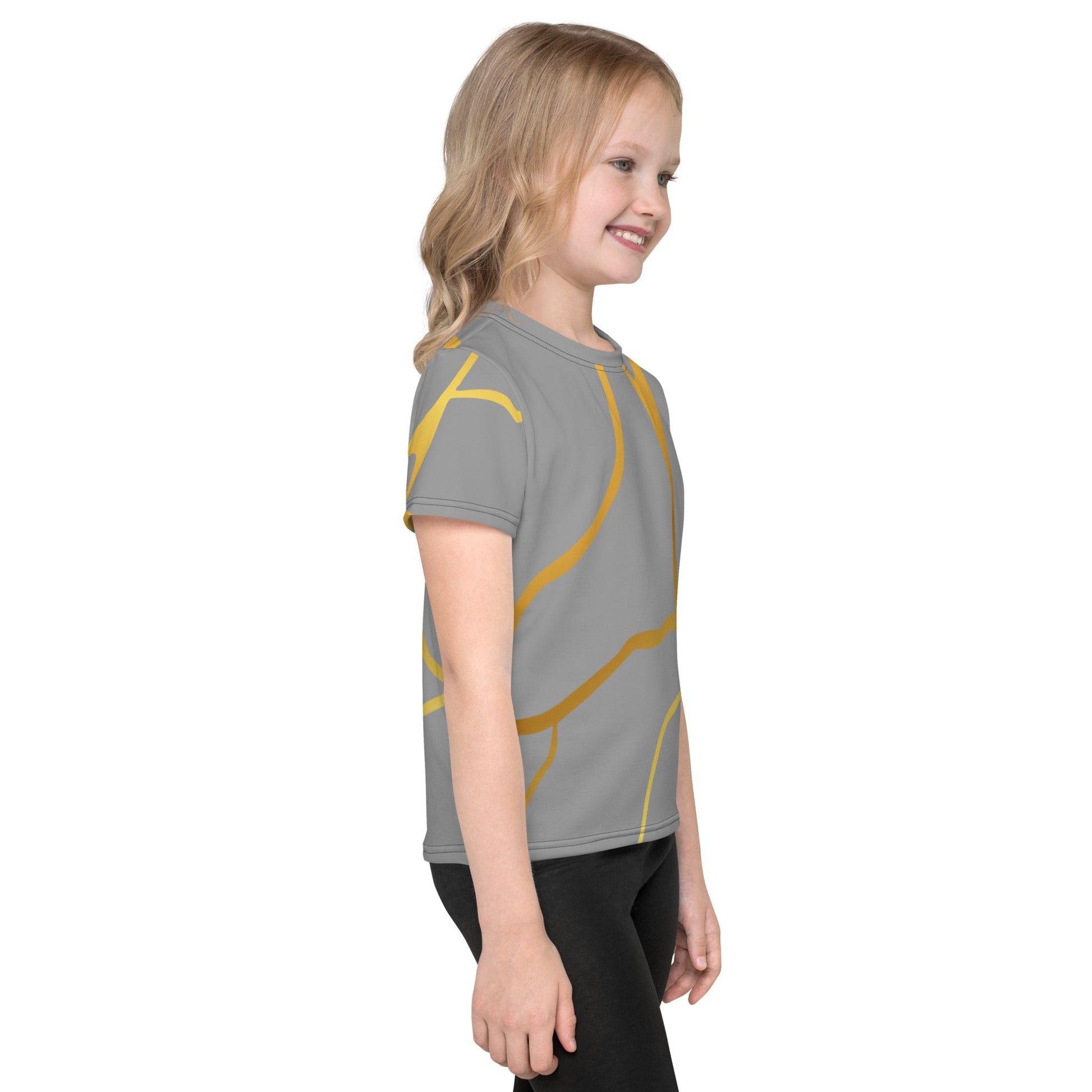 T-shirt col ras du cou enfant unisexe Prestige™ Gris et Or Filament - Prestige SXM