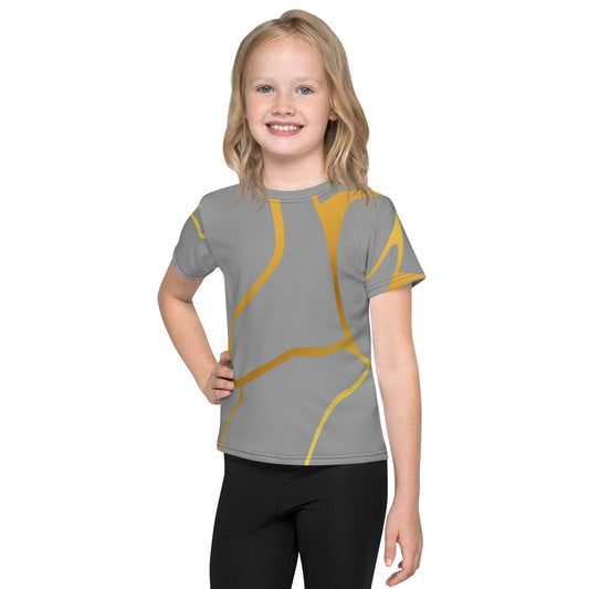 T-shirt col ras du cou enfant unisexe Prestige™ Gris et Or Filament - Prestige SXM