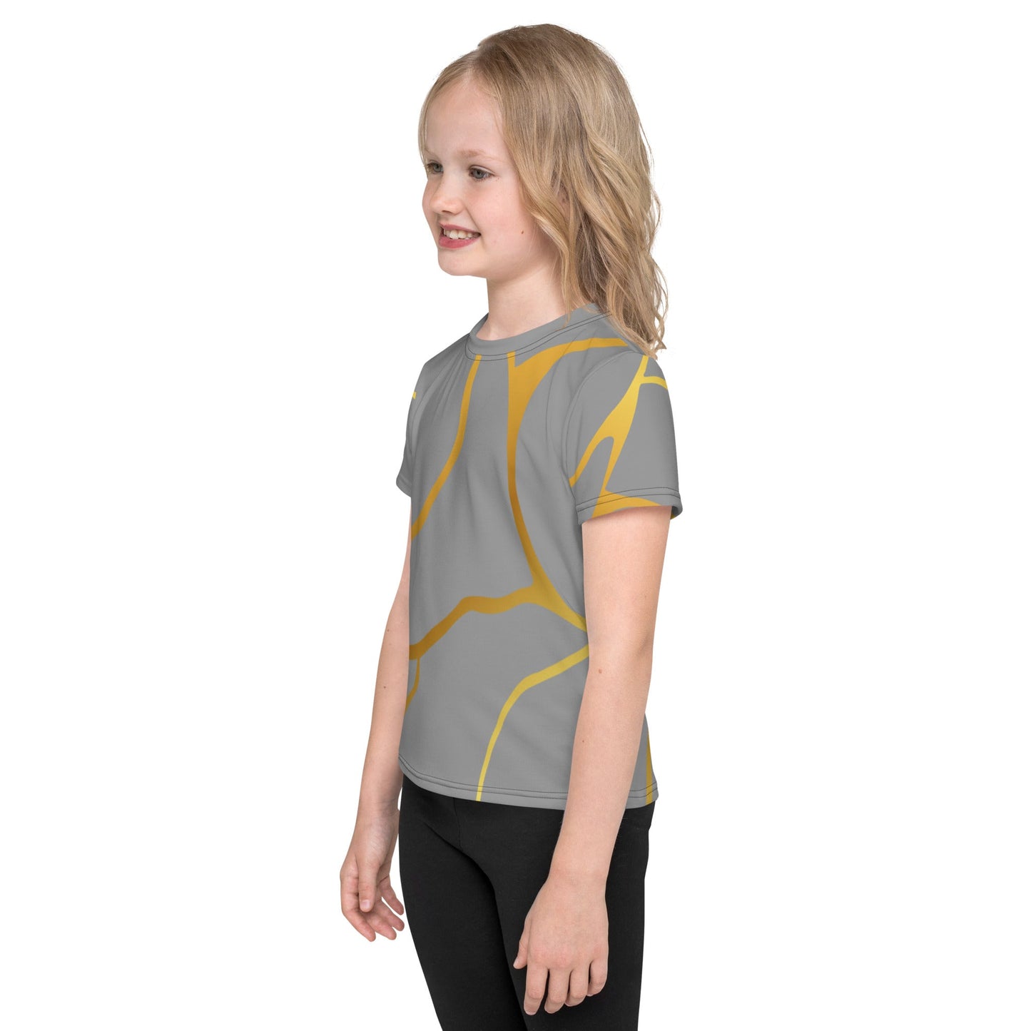 T-shirt col ras du cou enfant unisexe Prestige™ Gris et Or Filament - Prestige SXM