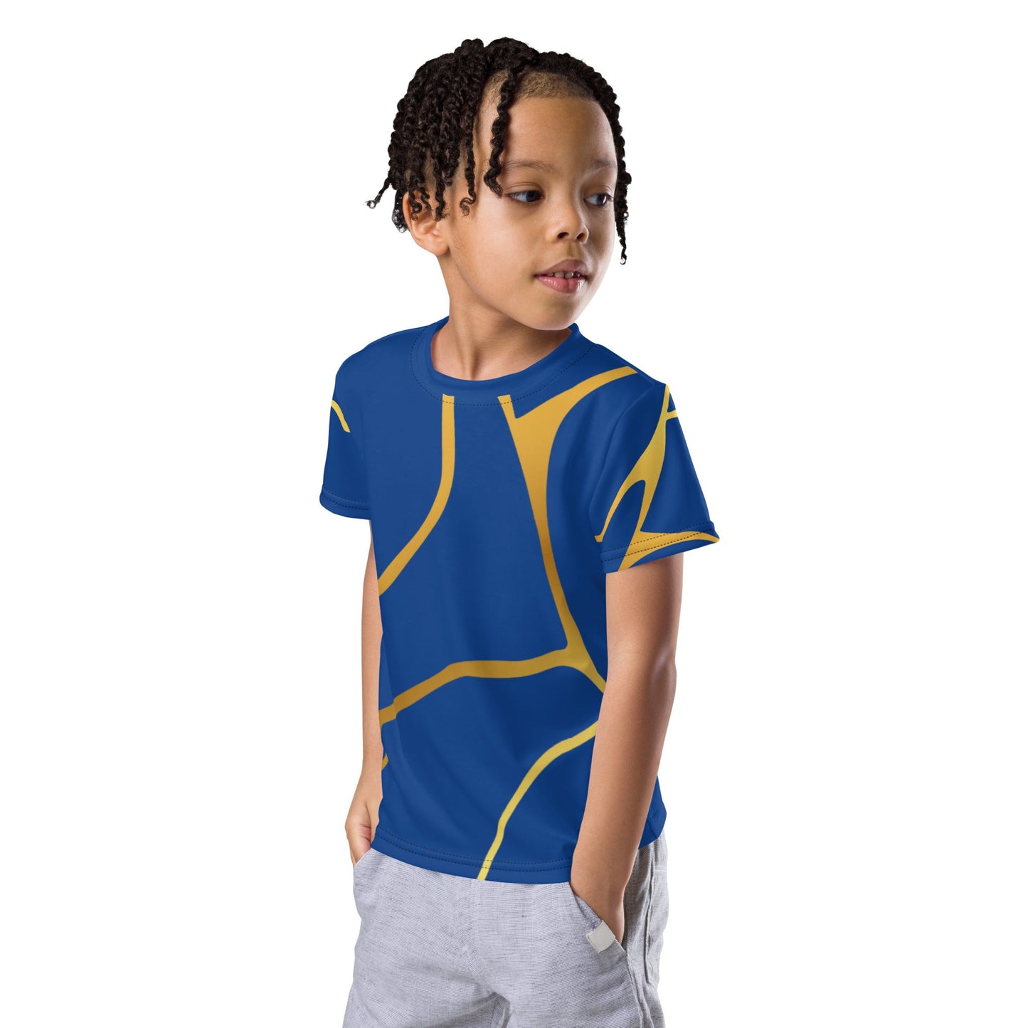 T-shirt col ras du cou enfant unisexe Prestige™ Navy et Or Filament - Prestige SXM