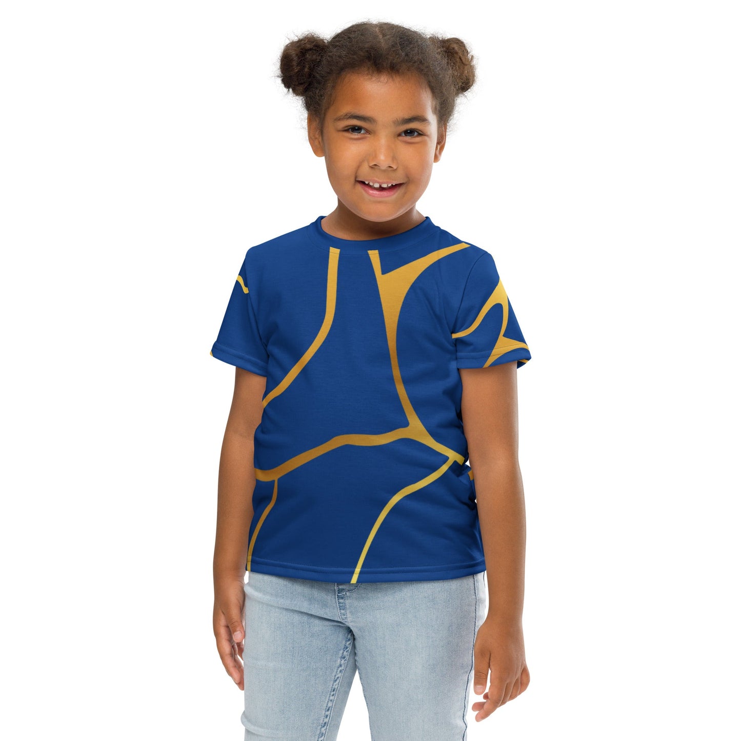 T-shirt col ras du cou enfant unisexe Prestige™ Navy et Or Filament - Prestige SXM