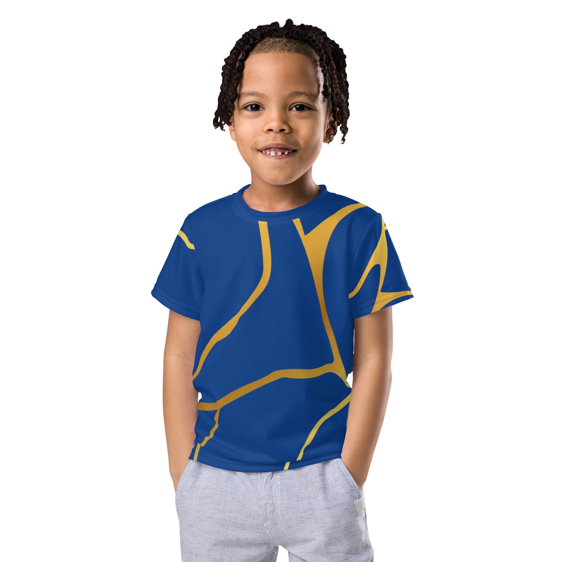 T-shirt col ras du cou enfant unisexe Prestige™ Navy et Or Filament - Prestige SXM