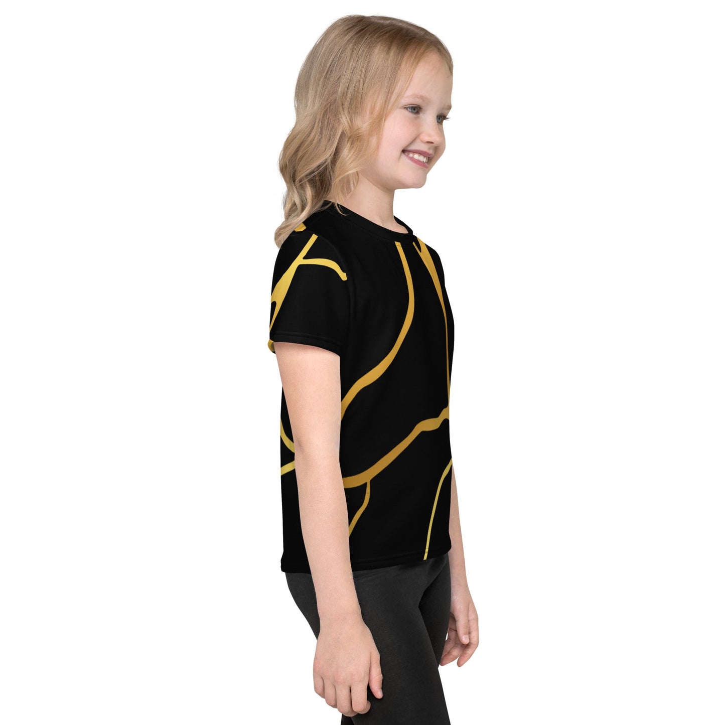 T-shirt col ras du cou enfant unisexe Prestige™ Noir & Or Filament - Prestige SXM