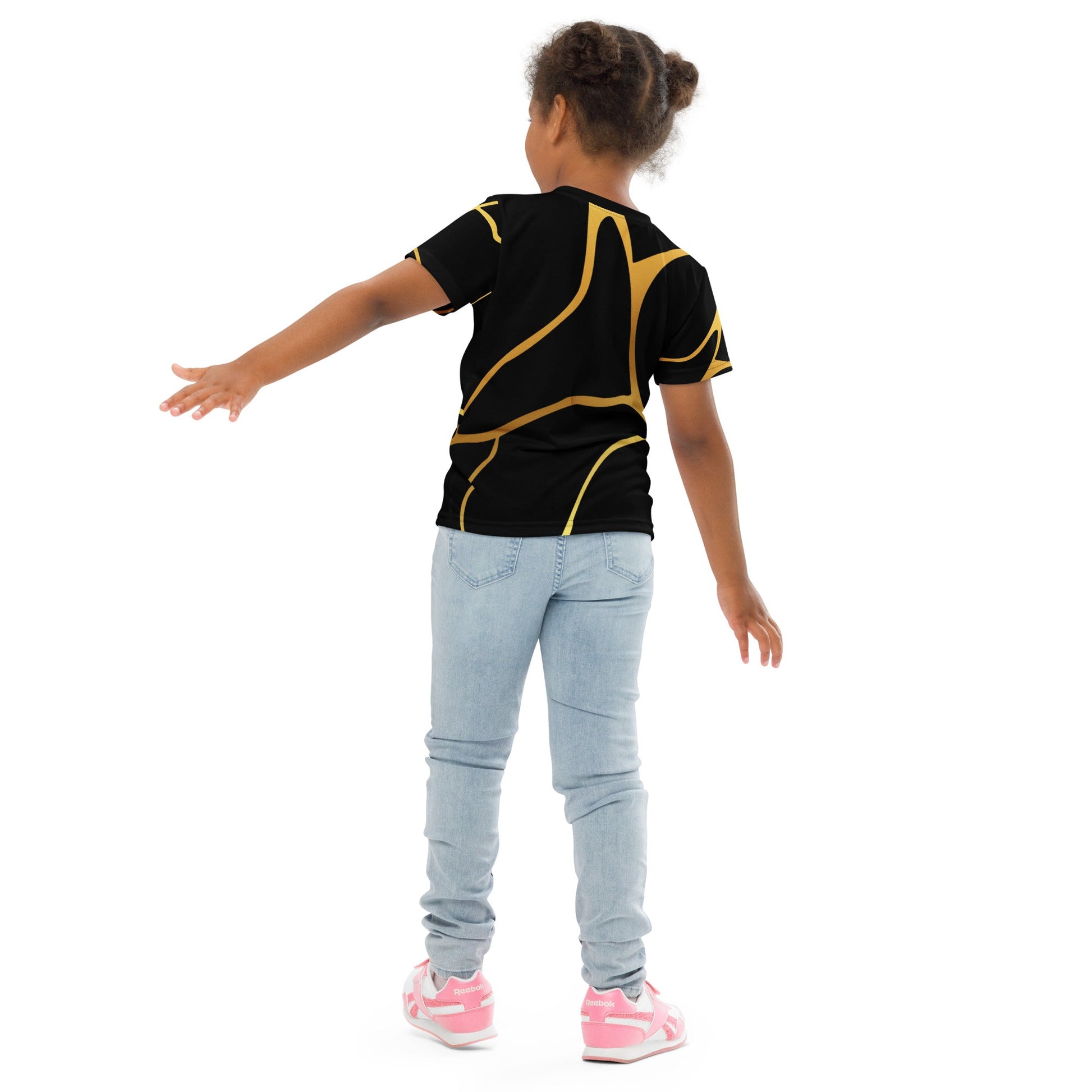 T-shirt col ras du cou enfant unisexe Prestige™ Noir & Or Filament - Prestige SXM