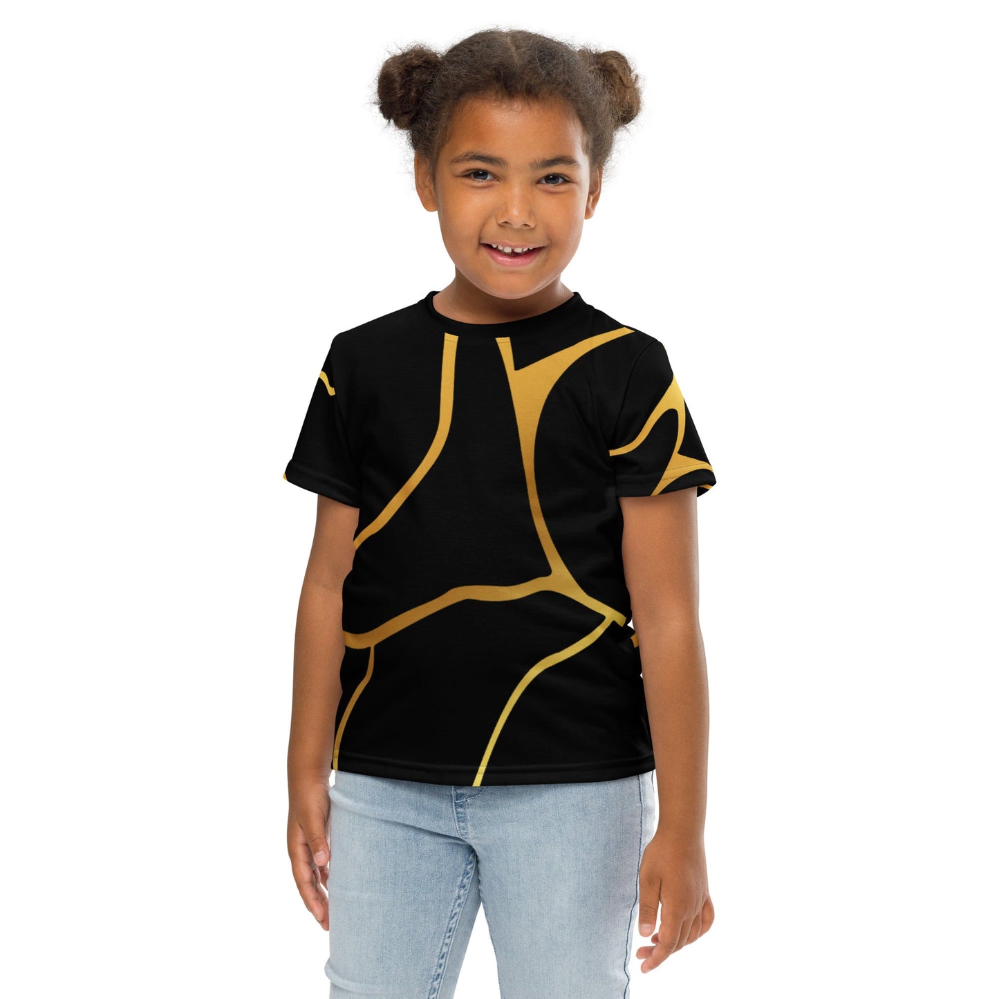 T-shirt col ras du cou enfant unisexe Prestige™ Noir & Or Filament - Prestige SXM