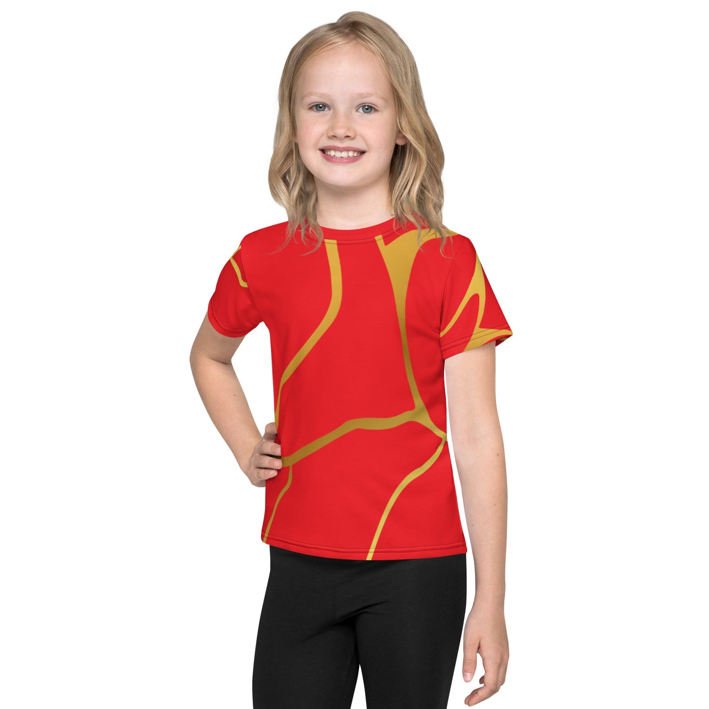 T-shirt col ras du cou enfant unisexe Prestige™ Rouge écarlate et Or Filament - Prestige SXM