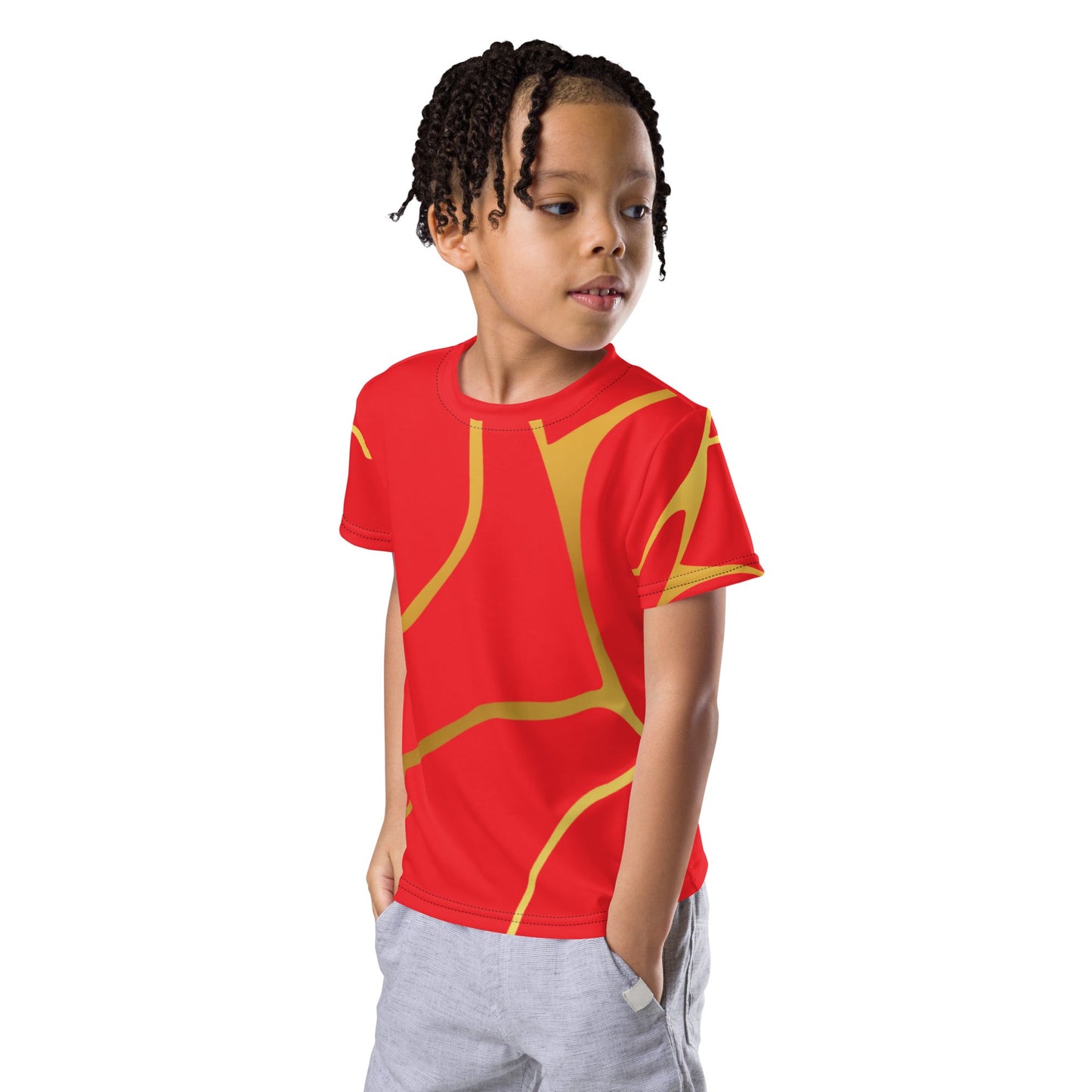 T-shirt col ras du cou enfant unisexe Prestige™ Rouge écarlate et Or Filament - Prestige SXM