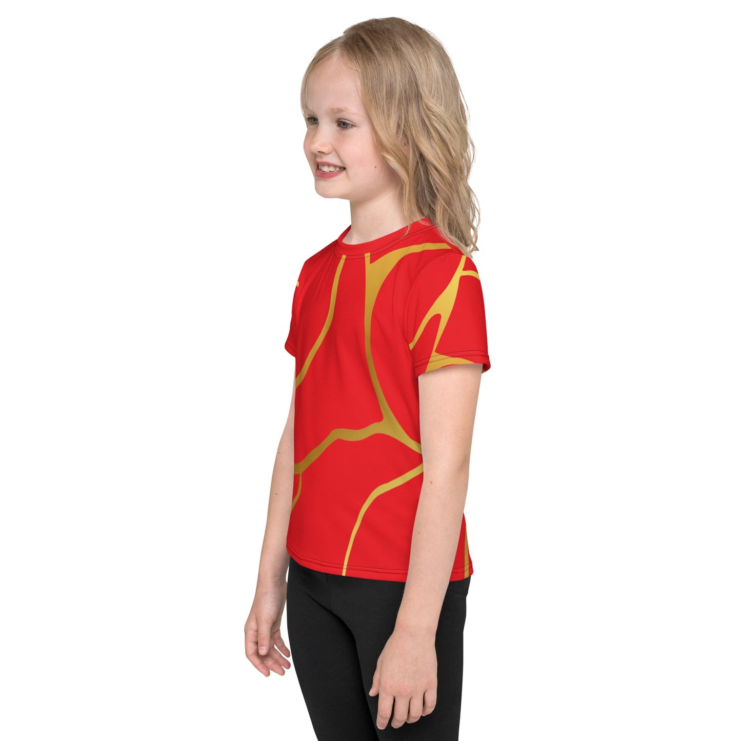 T-shirt col ras du cou enfant unisexe Prestige™ Rouge écarlate et Or Filament - Prestige SXM