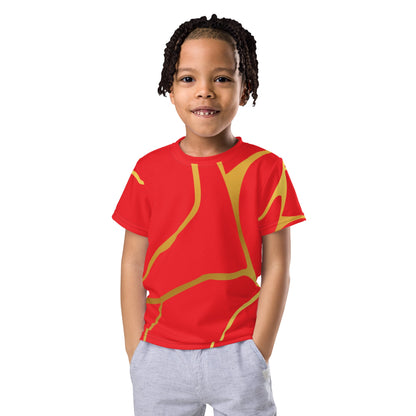 T-shirt col ras du cou enfant unisexe Prestige™ Rouge écarlate et Or Filament - Prestige SXM