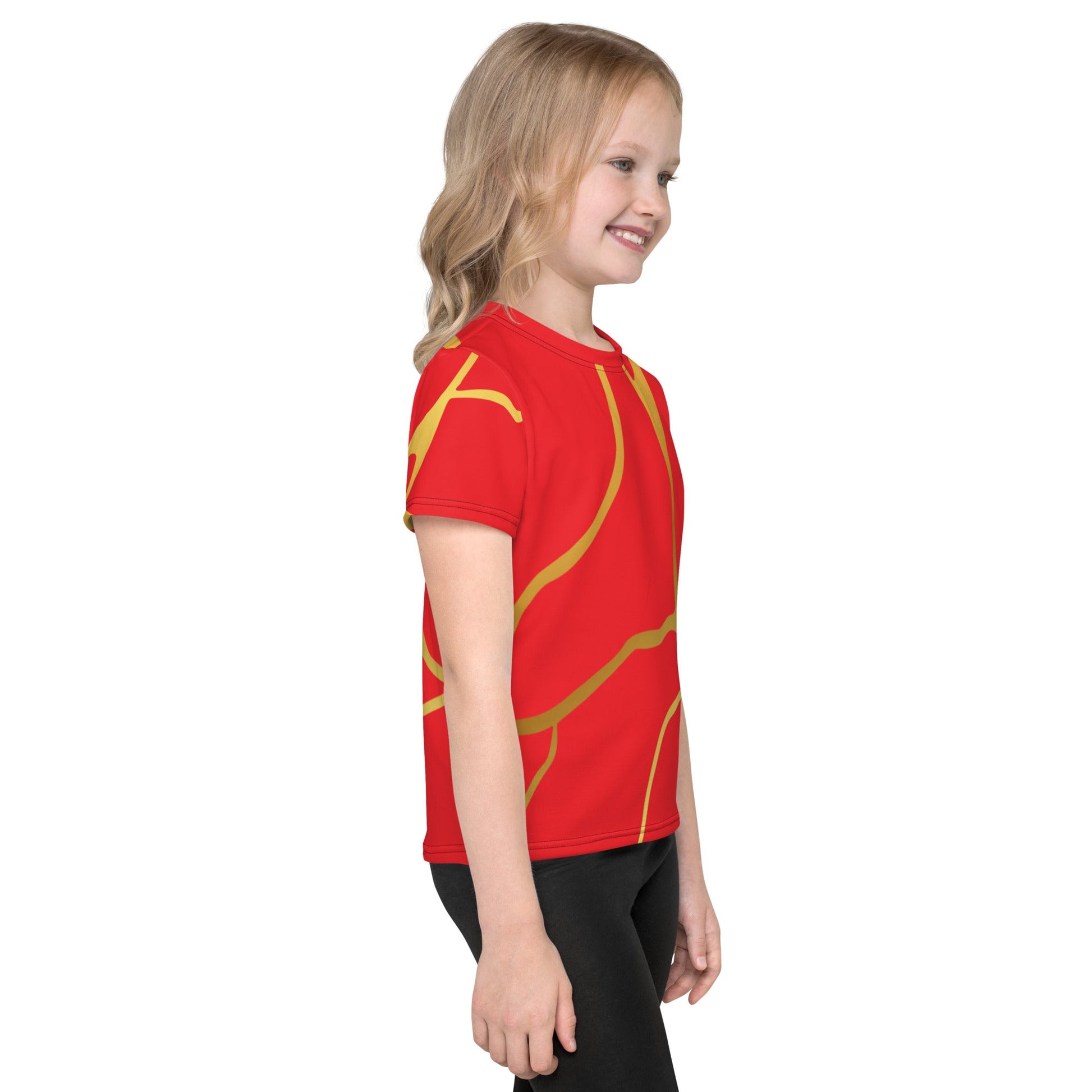 T-shirt col ras du cou enfant unisexe Prestige™ Rouge écarlate et Or Filament - Prestige SXM