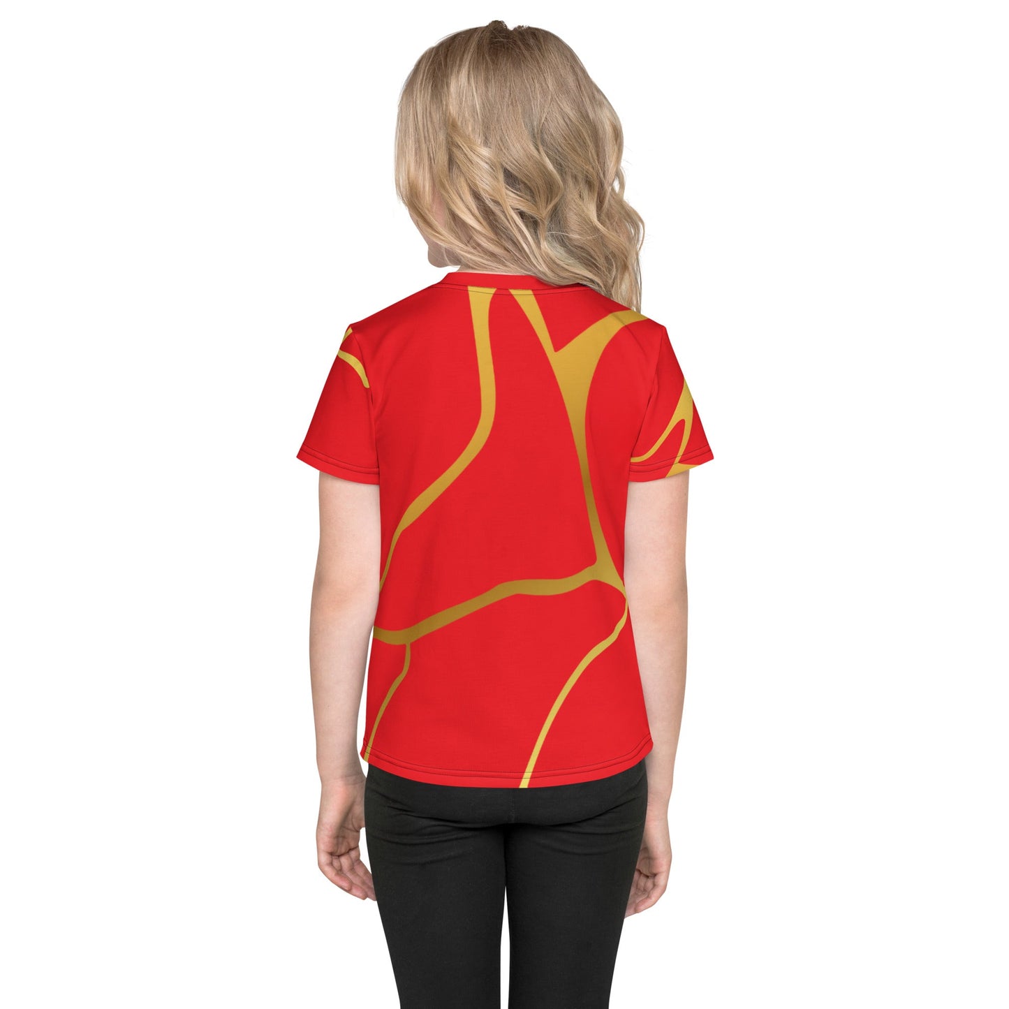 T-shirt col ras du cou enfant unisexe Prestige™ Rouge écarlate et Or Filament - Prestige SXM