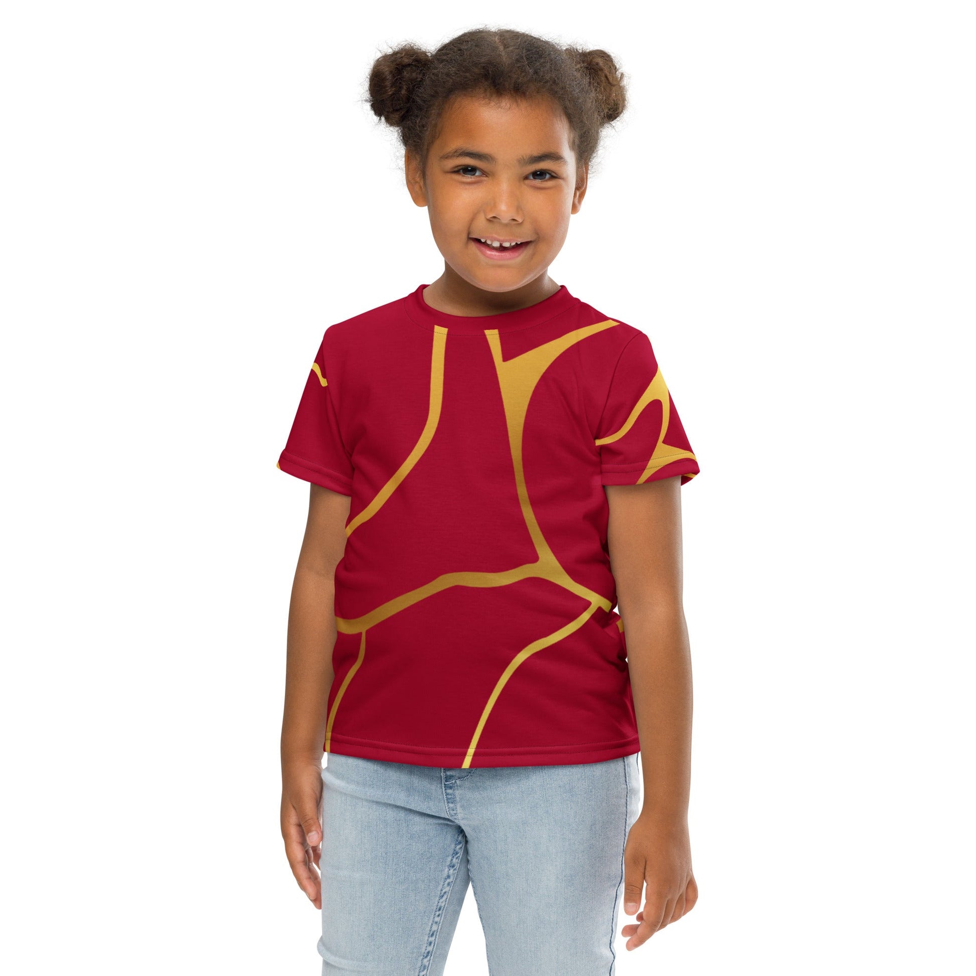 T-shirt col ras du cou enfant unisexe Prestige™ Vin et Or Filament - Prestige SXM