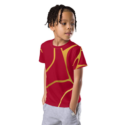 T-shirt col ras du cou enfant unisexe Prestige™ Vin et Or Filament - Prestige SXM