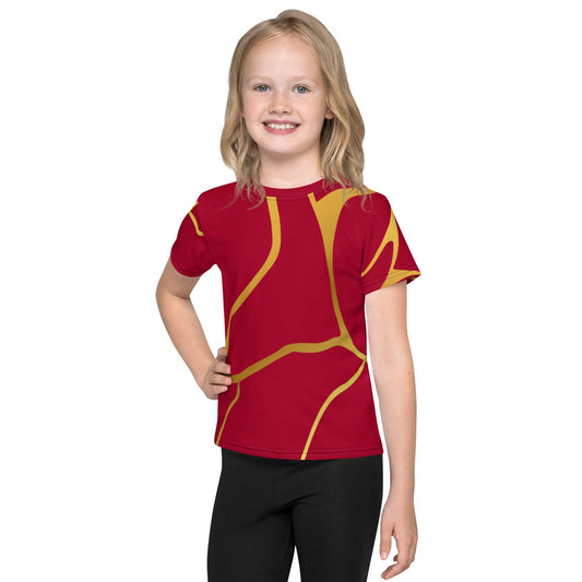 T-shirt col ras du cou enfant unisexe Prestige™ Vin et Or Filament - Prestige SXM