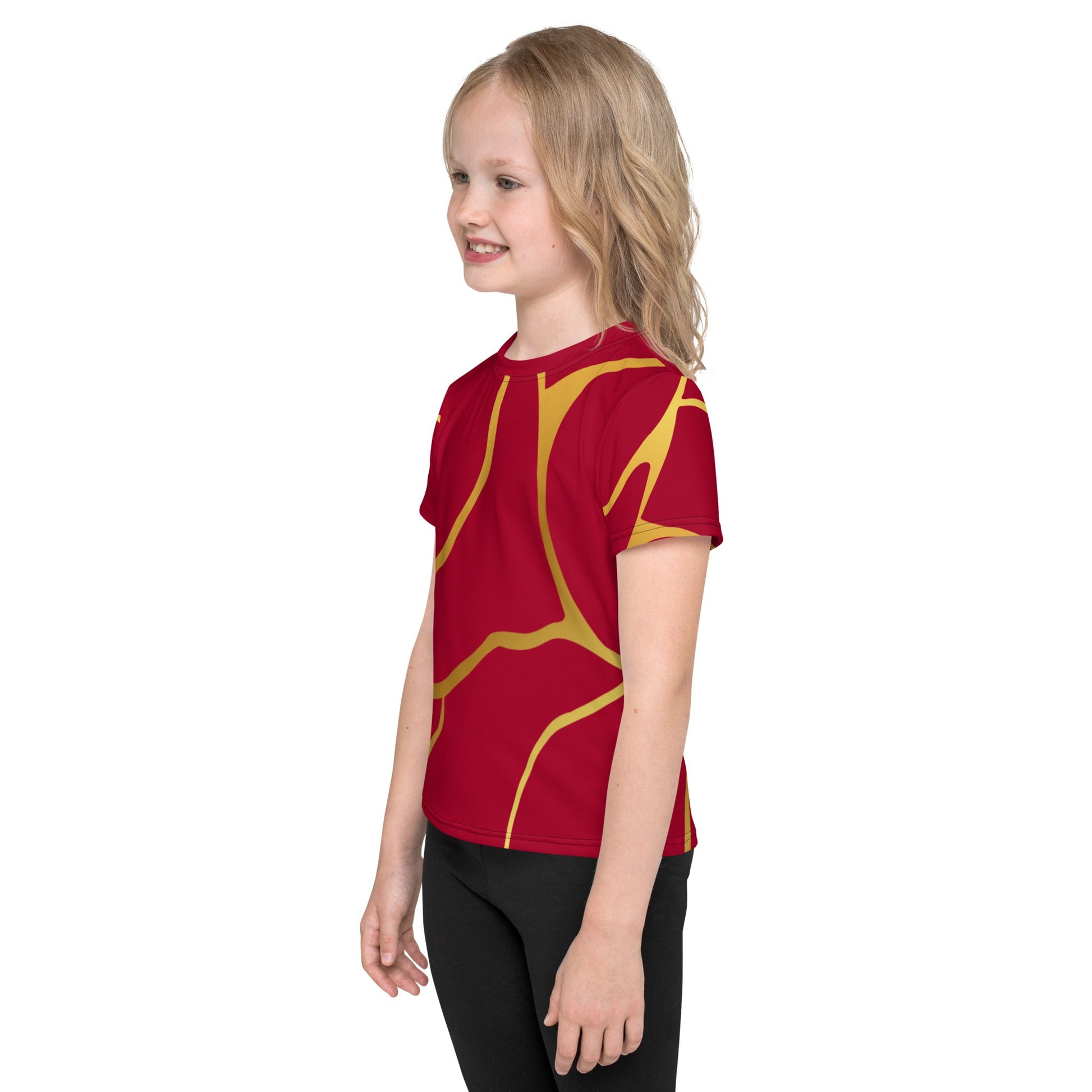 T-shirt col ras du cou enfant unisexe Prestige™ Vin et Or Filament - Prestige SXM