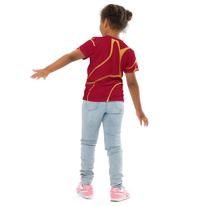 T-shirt col ras du cou enfant unisexe Prestige™ Vin et Or Filament - Prestige SXM