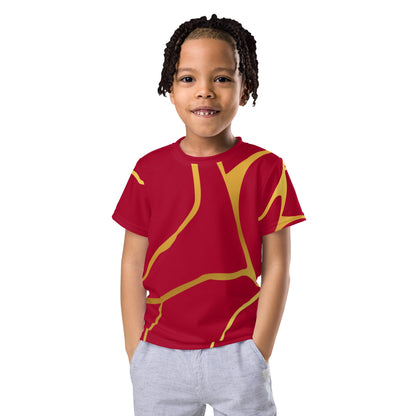 T-shirt col ras du cou enfant unisexe Prestige™ Vin et Or Filament - Prestige SXM