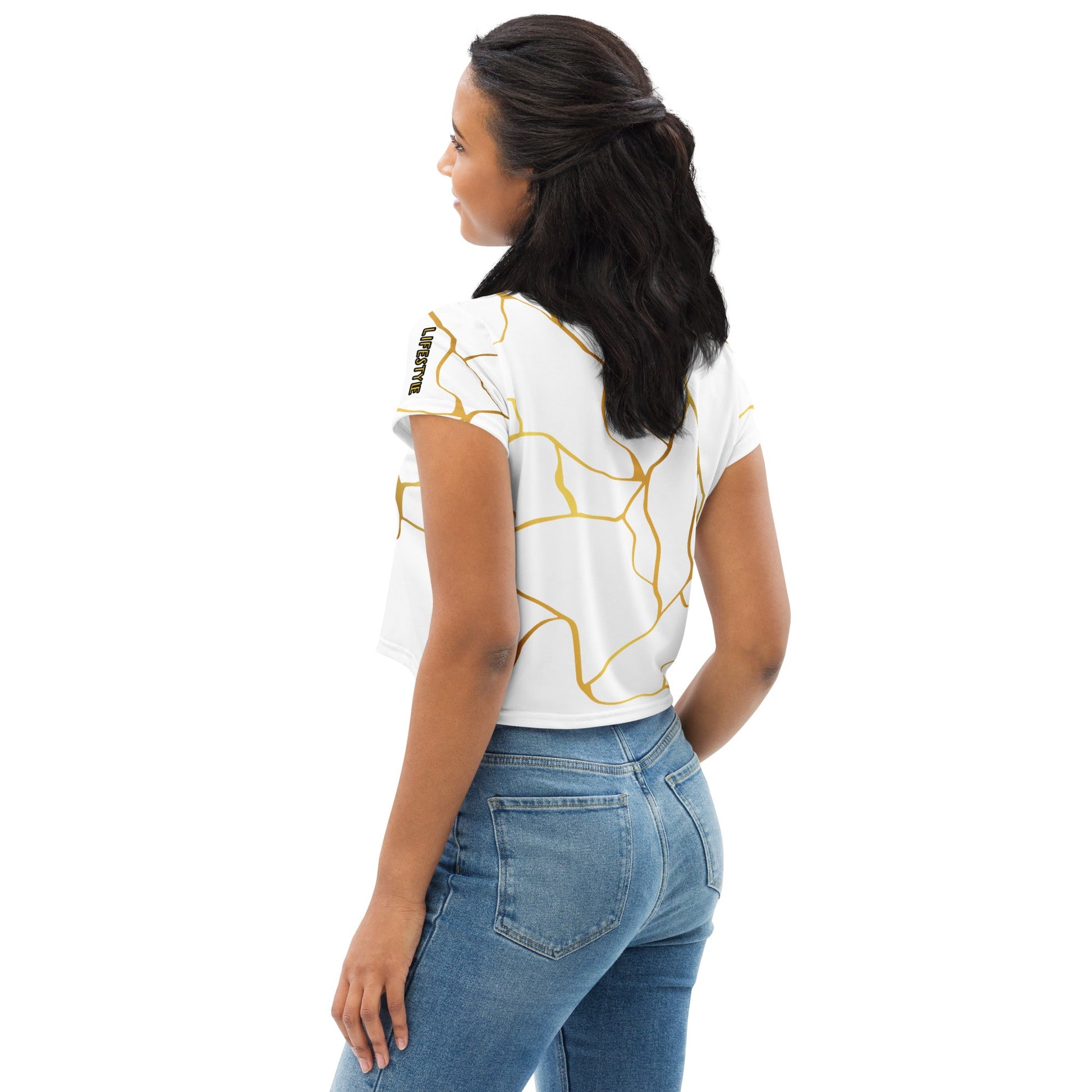 T-shirt Crop - Top Prestige™ Blanc & Or Filament - Prestige SXM