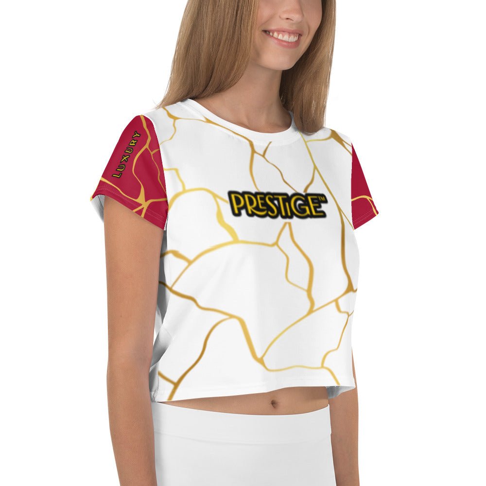 T-shirt Crop - Top Prestige™ Blanc Vin & Or Filament - Prestige SXM