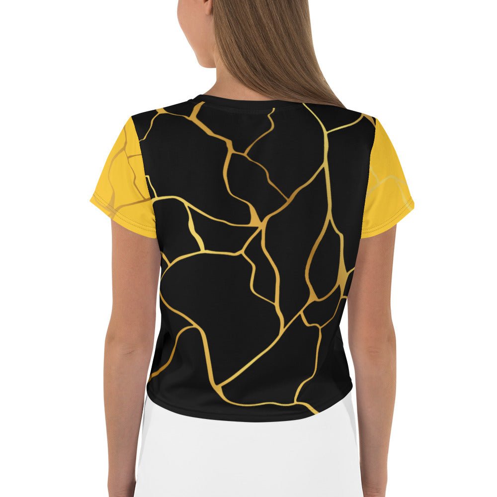 T-shirt Crop - Top Prestige™ Noir Jaune & Or Filament - Prestige SXM