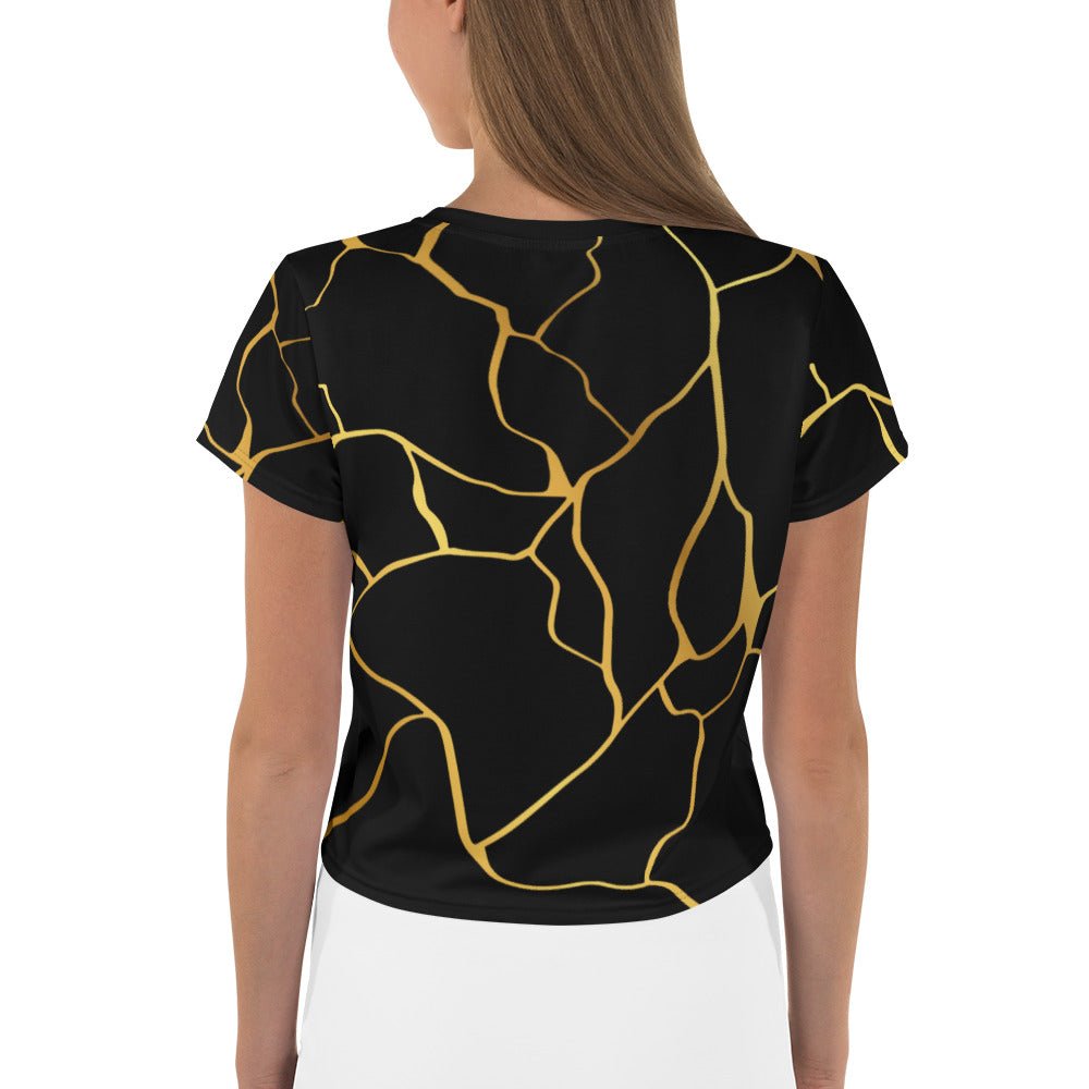 T-shirt Crop - Top Prestige™ Noir & Or Filament - Prestige SXM