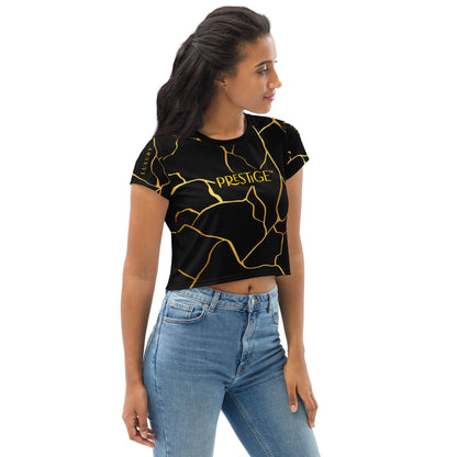 T-shirt Crop - Top Prestige™ Noir & Or Filament - Prestige SXM