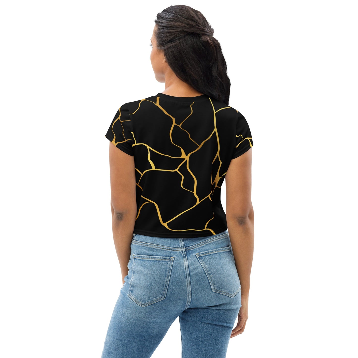 T-shirt Crop - Top Prestige™ Noir & Or Filament - Prestige SXM