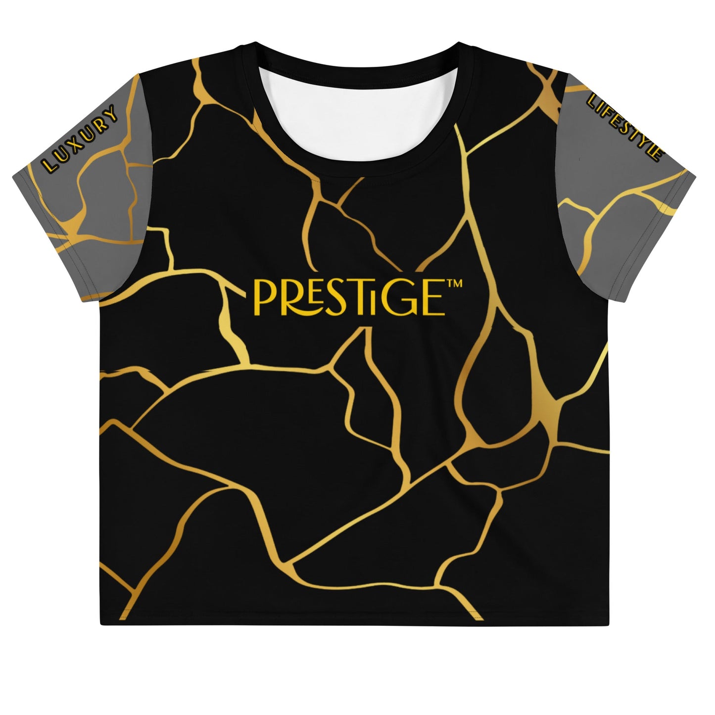 T-shirt Crop - Top Prestige™ Noir Silver & Or Filament - Prestige SXM