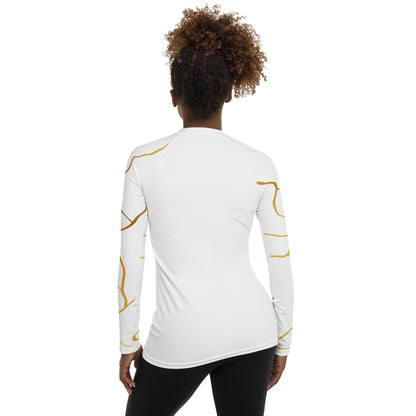 T-shirt de Compression Prestige™ pour Femme Blanc et Or Filament - Prestige SXM