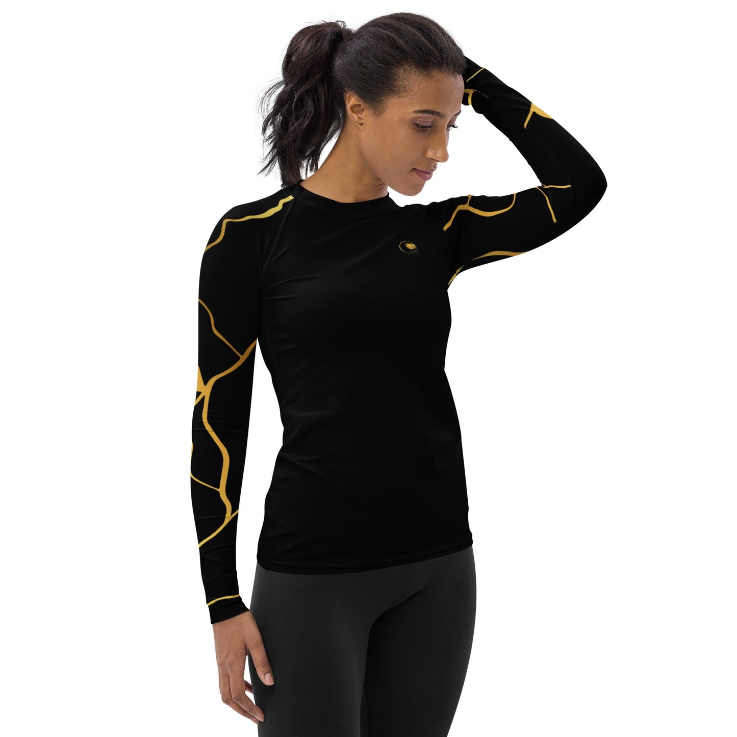 T-shirt de Compression Prestige™ pour Femme Noir et Or Filament - Prestige SXM