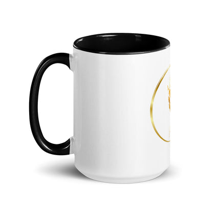 Weiße Prestige™-Tasse mit farbenfrohem Logo innen