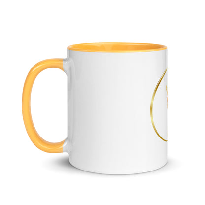 Weiße Prestige™-Tasse mit farbenfrohem Logo innen