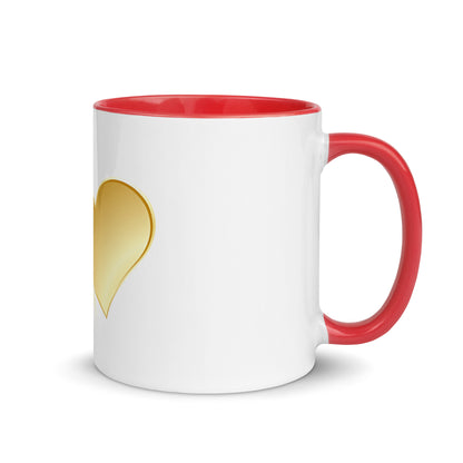 Weiße Prestige™-Tasse mit farbiger goldfarbener Herzinnenseite